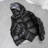 New Gold Silver Double Side Down Coat Winter Jacket Women