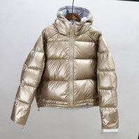 New Gold Silver Double Side Down Coat Winter Jacket Women
