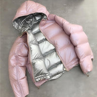 New Gold Silver Double Side Down Coat Winter Jacket Women