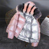 New Gold Silver Double Side Down Coat Winter Jacket Women