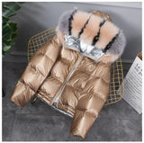 New Gold Silver Double Side Down Coat Winter Jacket Women