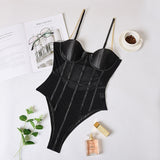 Cryptographic Black Mesh Transparent Bodysuit