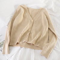 Short Cardigan Women V-Neck Knitted Sweater