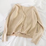 Short Cardigan Women V-Neck Knitted Sweater