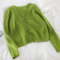 Short Cardigan Women V-Neck Knitted Sweater
