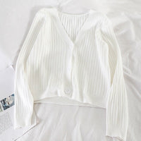 Short Cardigan Women V-Neck Knitted Sweater