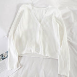 Short Cardigan Women V-Neck Knitted Sweater