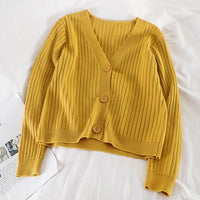 Short Cardigan Women V-Neck Knitted Sweater