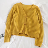 Short Cardigan Women V-Neck Knitted Sweater