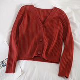 Short Cardigan Women V-Neck Knitted Sweater