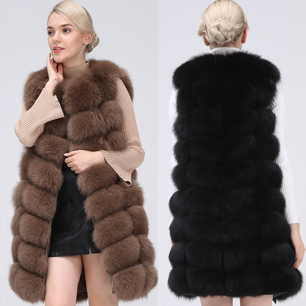 Natural Real Fox Fur Vest Natural Fur Coat For Jacket female