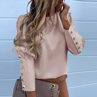 Puff Shoulder Blouse Shirts Office Lady
