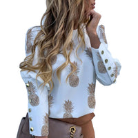 Puff Shoulder Blouse Shirts Office Lady