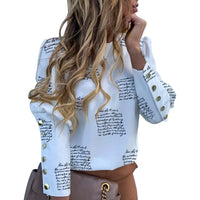 Puff Shoulder Blouse Shirts Office Lady