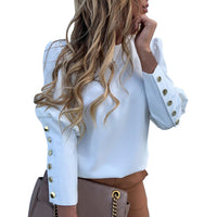 Puff Shoulder Blouse Shirts Office Lady