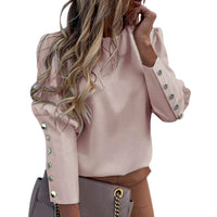 Puff Shoulder Blouse Shirts Office Lady