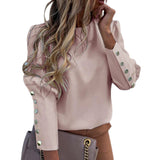 Puff Shoulder Blouse Shirts Office Lady