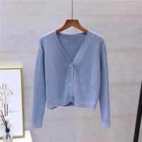 Short Cardigan Women V-Neck Knitted Sweater
