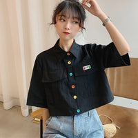 Women's ShirtHarajuku Short Sleeve Polo Collar