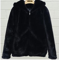 lovepeapomelo 2020 New Faux Fur Coat With Hood High Waist