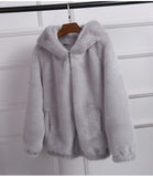 lovepeapomelo 2020 New Faux Fur Coat With Hood High Waist