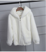 lovepeapomelo 2020 New Faux Fur Coat With Hood High Waist