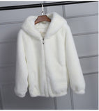 lovepeapomelo 2020 New Faux Fur Coat With Hood High Waist