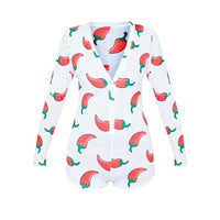Sexy Women Bodysuit Long Sleeve Deep