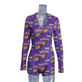 Sexy Women Bodysuit Long Sleeve Deep