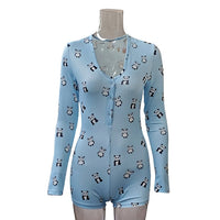 Sexy Women Bodysuit Long Sleeve Deep