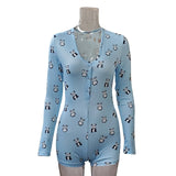 Sexy Women Bodysuit Long Sleeve Deep
