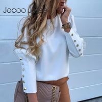 Jocoo Jolee Women Metal Buttons Long Sleeve Blouse