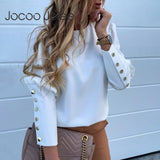 Jocoo Jolee Women Metal Buttons Long Sleeve Blouse