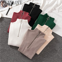 OCEANLOVE Zipper Half Turtleneck Sweater
