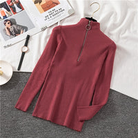 OCEANLOVE Zipper Half Turtleneck Sweater