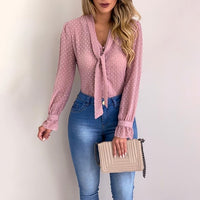Summer Chiffon Tops Women Pink Blouses