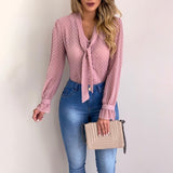 Summer Chiffon Tops Women Pink Blouses