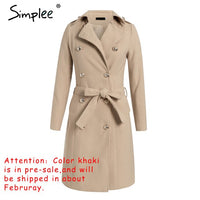 Simplee, gabardina blanca de doble botonadura Vintage