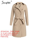 Simplee, gabardina blanca de doble botonadura Vintage