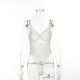 Cryptographic hot sale sheer lace bodysuit women