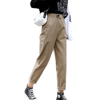 Beige High waist Casual Pants Women