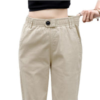 Beige High waist Casual Pants Women