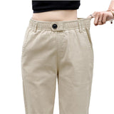 Beige High waist Casual Pants Women