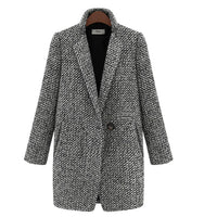 Vintage Autumn Winter Woolen Coat Single Button Pocket